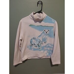 90s Vintage Polar Bear Fuzzy Sweater Large Allover Print  Women's Medium